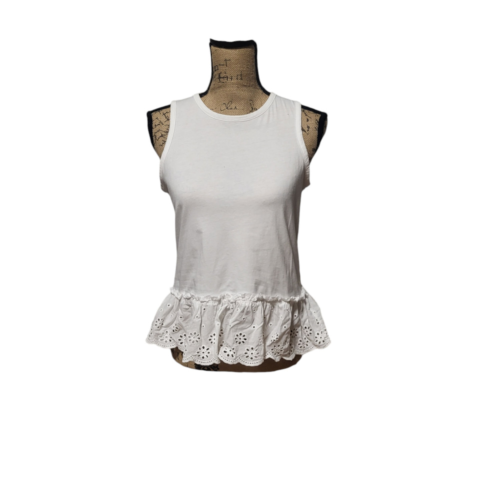 J.Crew white peplum sleeveless crew neck top, size xs